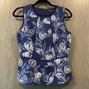 Banana Republic Factory Navy Floral Peplum Tank Top
